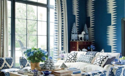 Mix of blue and white patterns and textures