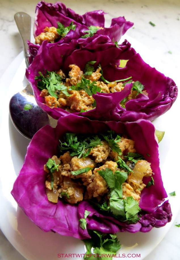 Asian Chicken Cabbage wraps startwithfourwalls.com