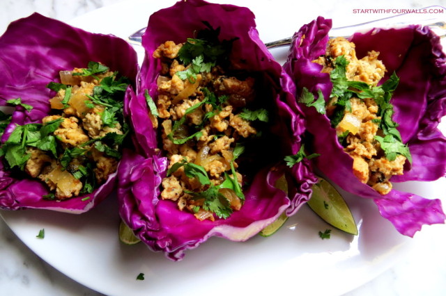 Asian chicken cabbage wraps startwithfourwalls.com