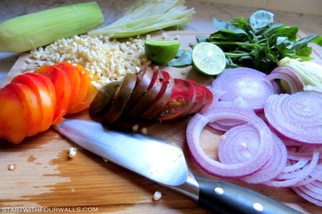 Raw Corn Salad startwithfourwalls.com