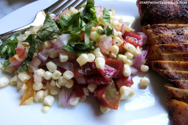 Raw Corn Salad startwithfourwalls.com