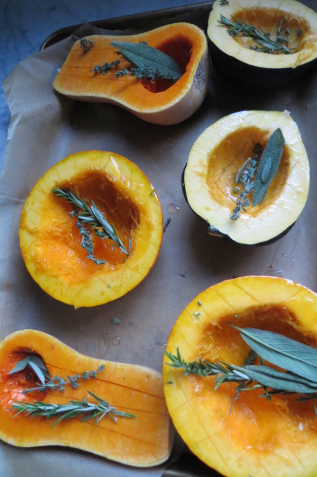 Cut Squashes with oil and herb rub startwithfourwalls.com