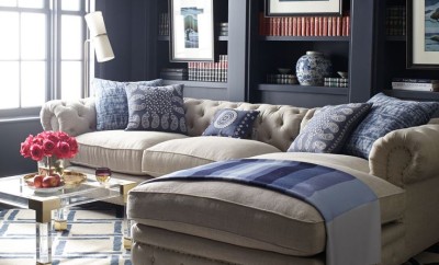 Tufted back sectional sofa